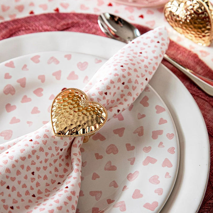 BERRY & THREAD HEART NAPKIN RING SET/4 - GOLD