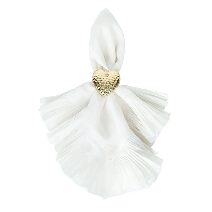 BERRY & THREAD HEART NAPKIN RING SET/4 - GOLD