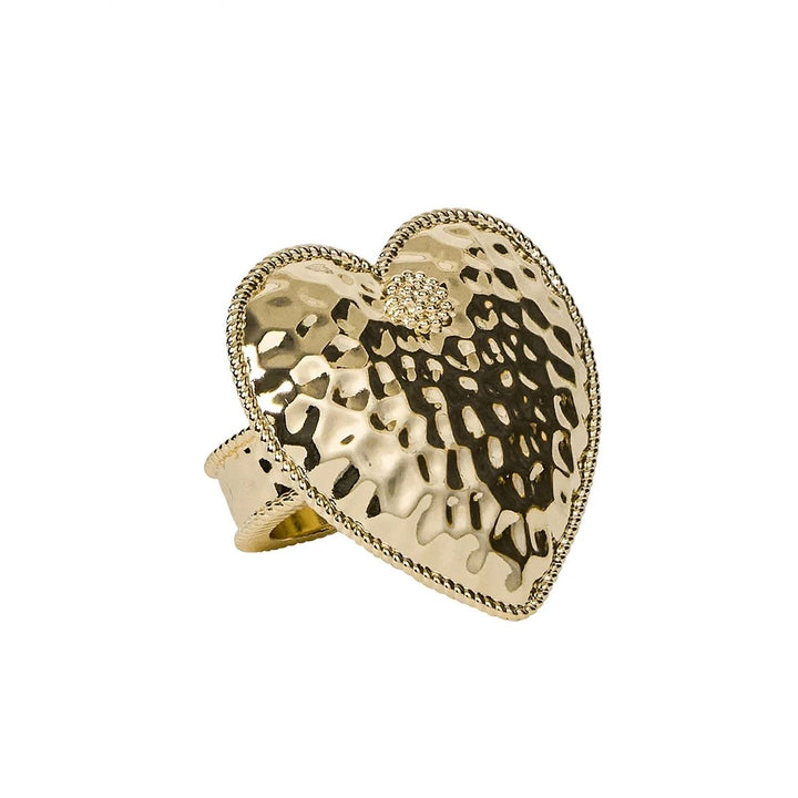 BERRY & THREAD HEART NAPKIN RING SET/4 - GOLD
