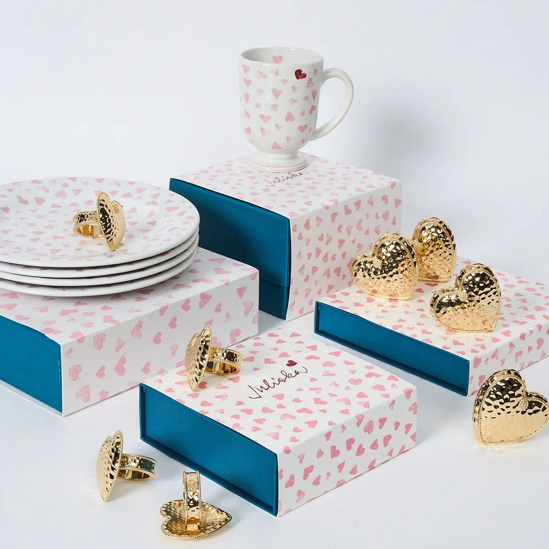 BERRY & THREAD HEART NAPKIN RING SET/4 - GOLD