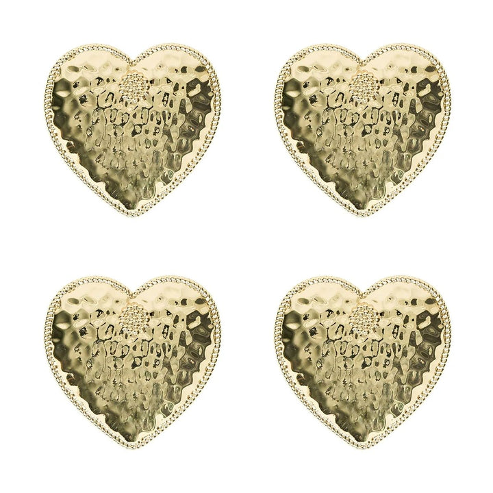 BERRY & THREAD HEART NAPKIN RING SET/4 - GOLD