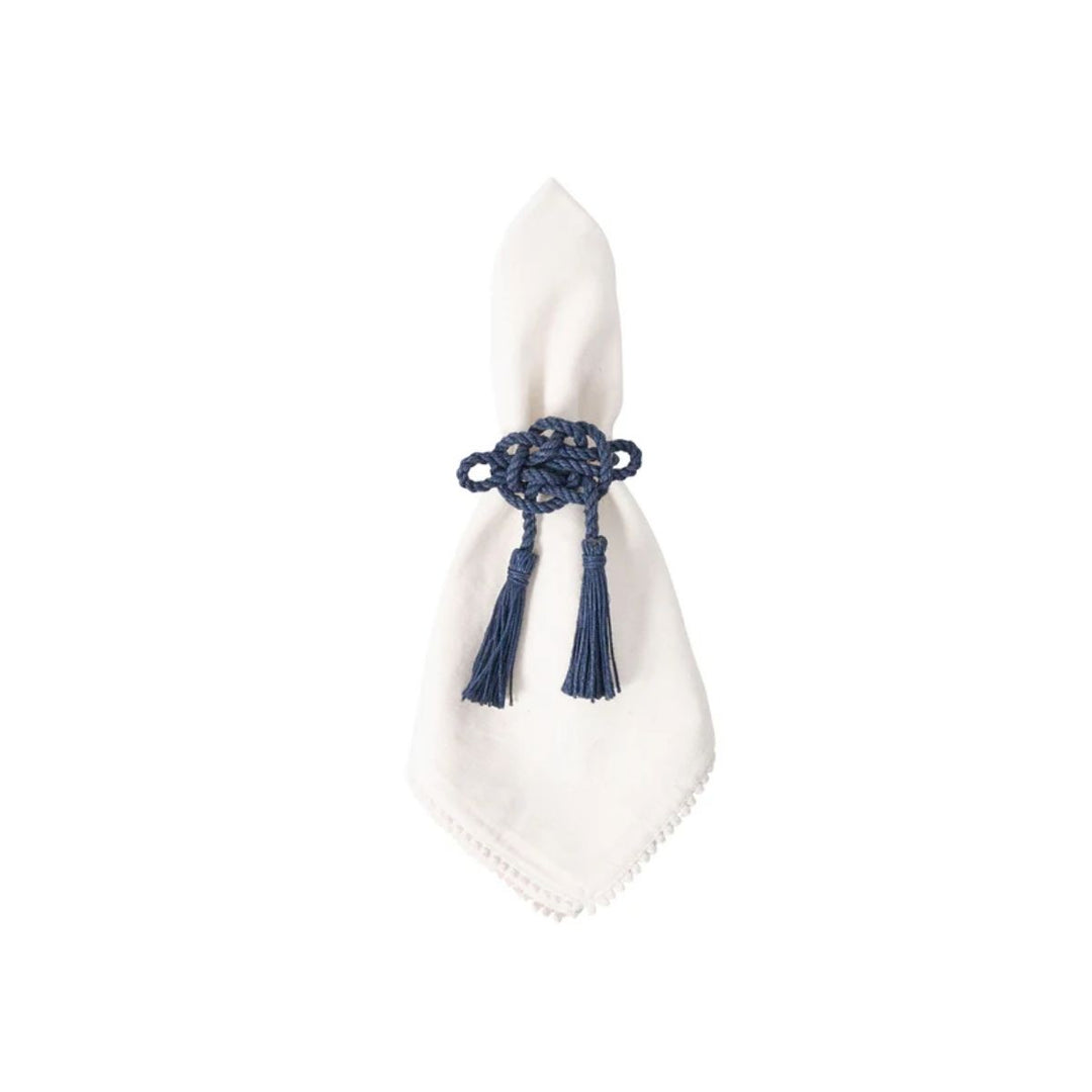 Mystic Knot Napkin Ring Set/4 - Navy