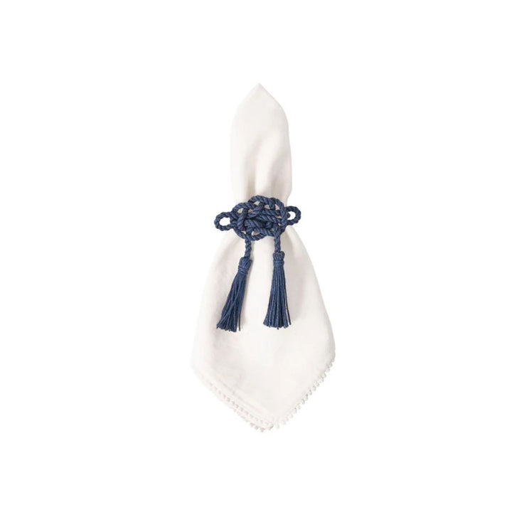 Mystic Knot Napkin Ring Set/4 - Navy