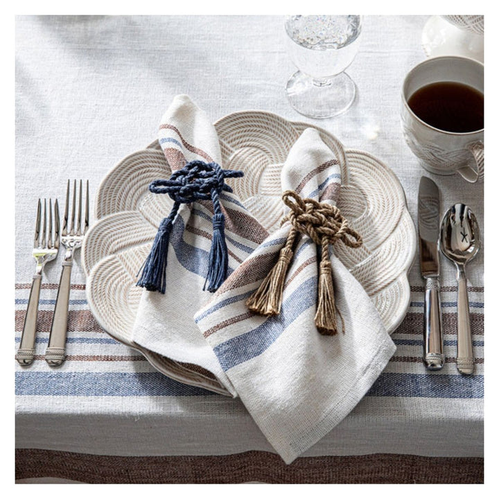 Mystic Knot Napkin Ring Set/4 - Navy