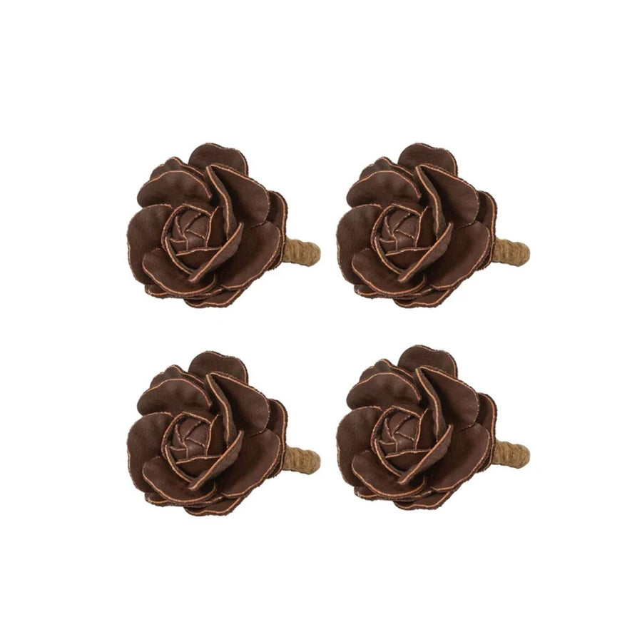 Camellia Napkin Ring Set/4 - Brown - JULISKA - Compralo en CorinneRegalos.com