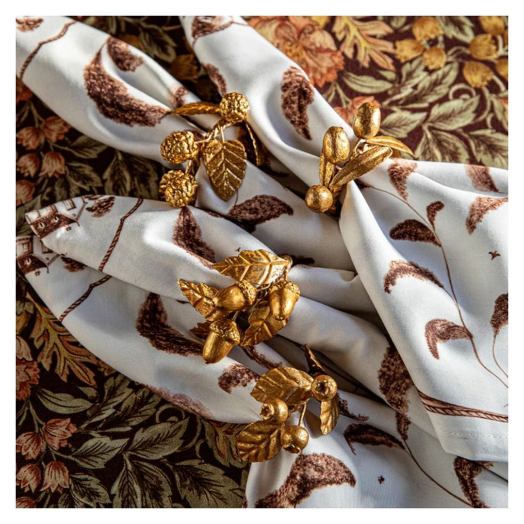 Forest Walk Leaf Napkin Ring Assorted Set/4 - Gold