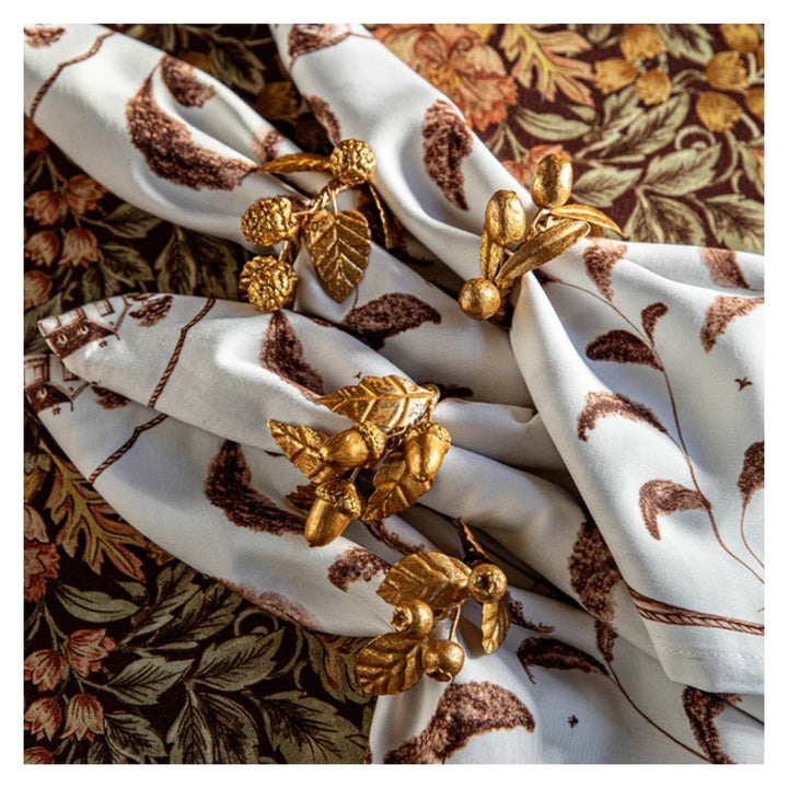 Forest Walk Leaf Napkin Ring Assorted Set/4 - Gold