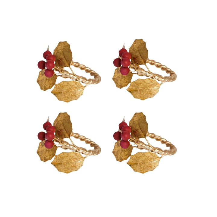 Forest Walk Holly with Berries Napkin Ring Set/4 - Multi - JULISKA - Compralo en CorinneRegalos.com