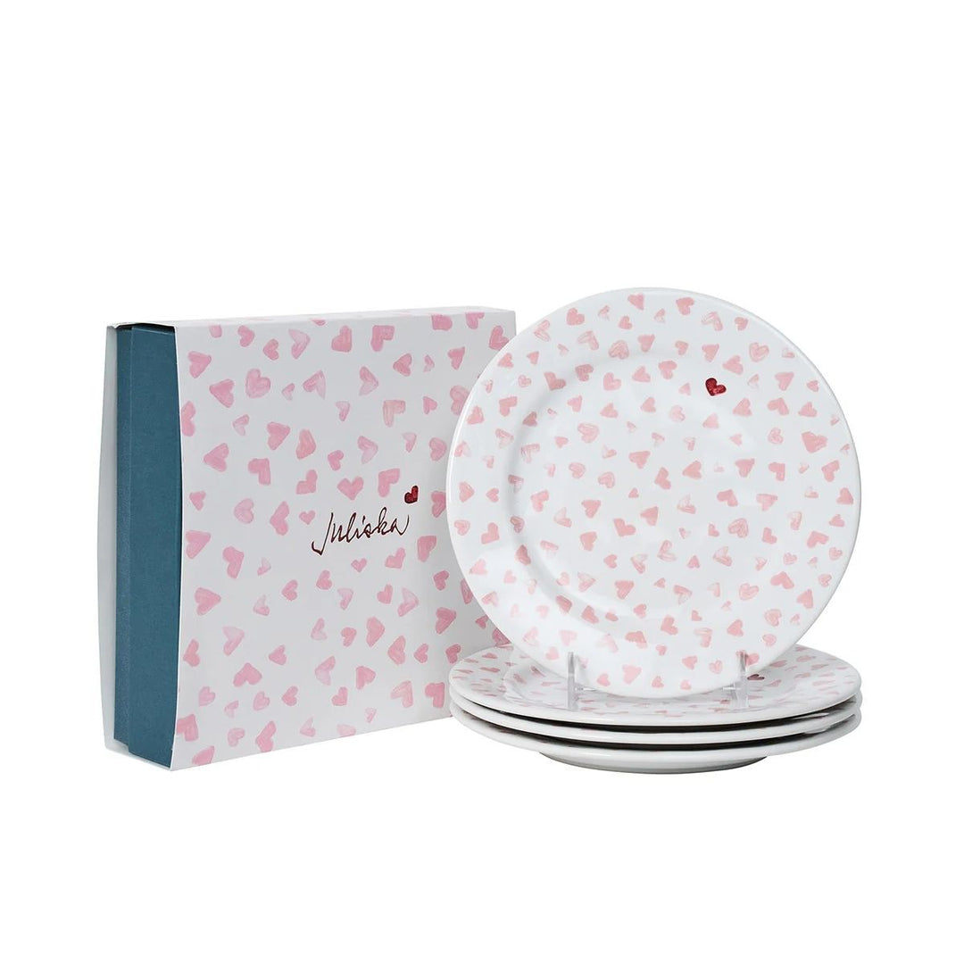 LOVE YOU MORE DESSERT/SALAD PLATE SET/4 - PINK