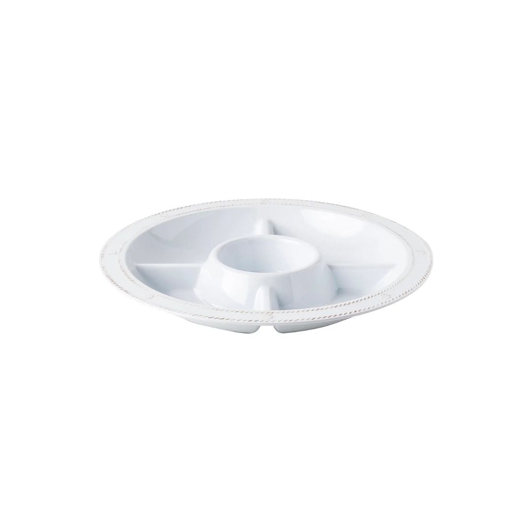 BERRY & THREAD MELAMINE 15" CRUDITE PLATTER - WHITEWASH - JULISKA - Compralo en CorinneRegalos.com