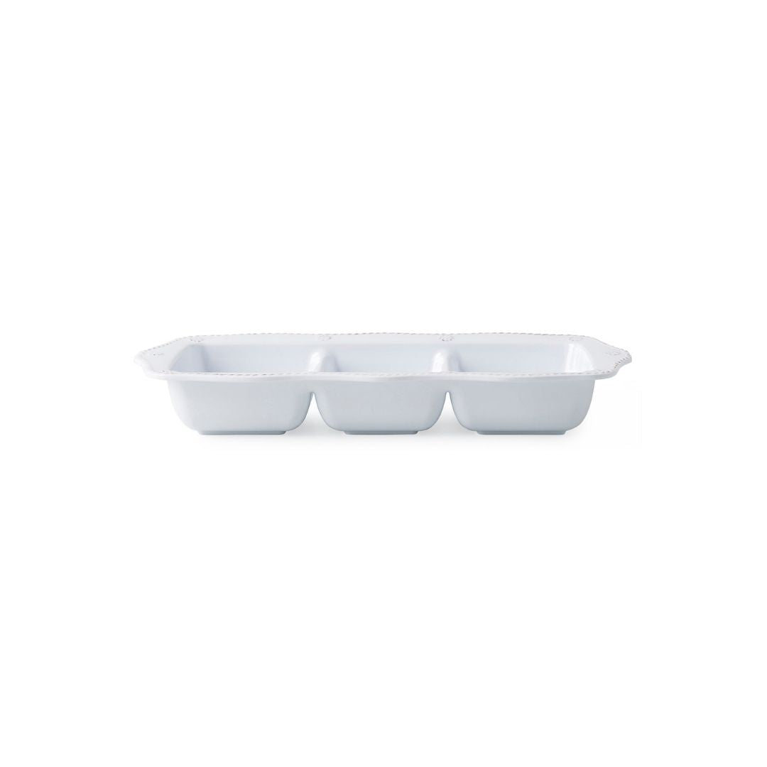 BERRY & THREAD MELAMINE 14" TRIPLE SECTION SERVER - WHITEWASH - JULISKA - Compralo en CorinneRegalos.com
