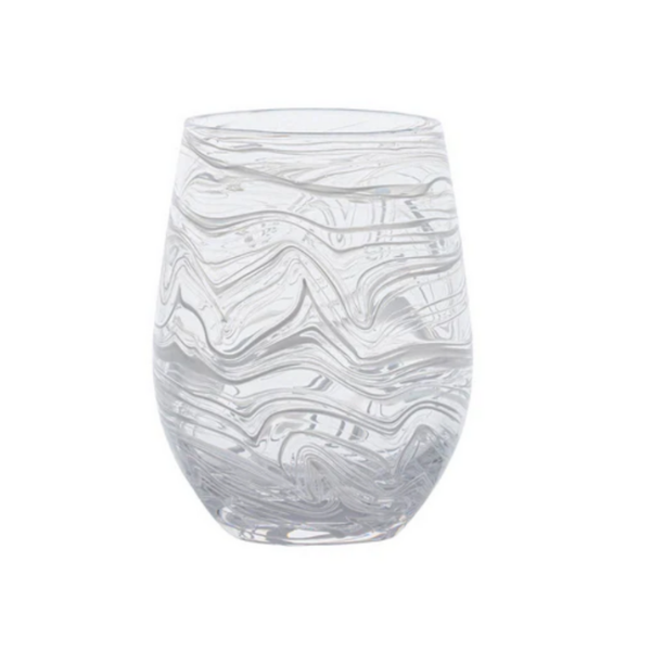 PURO MARBLED STEMLESS WINE GLASS - WHITE - JULISKA - Compralo en CorinneRegalos.com