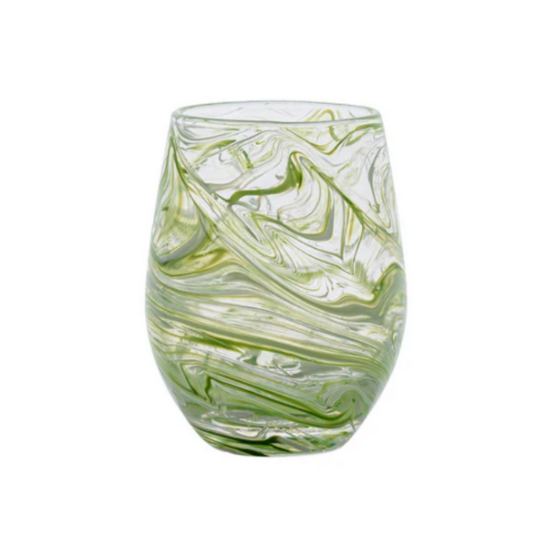 PURO MARBLED STEMLESS WINE GLASS - GREEN - JULISKA - Compralo en CorinneRegalos.com