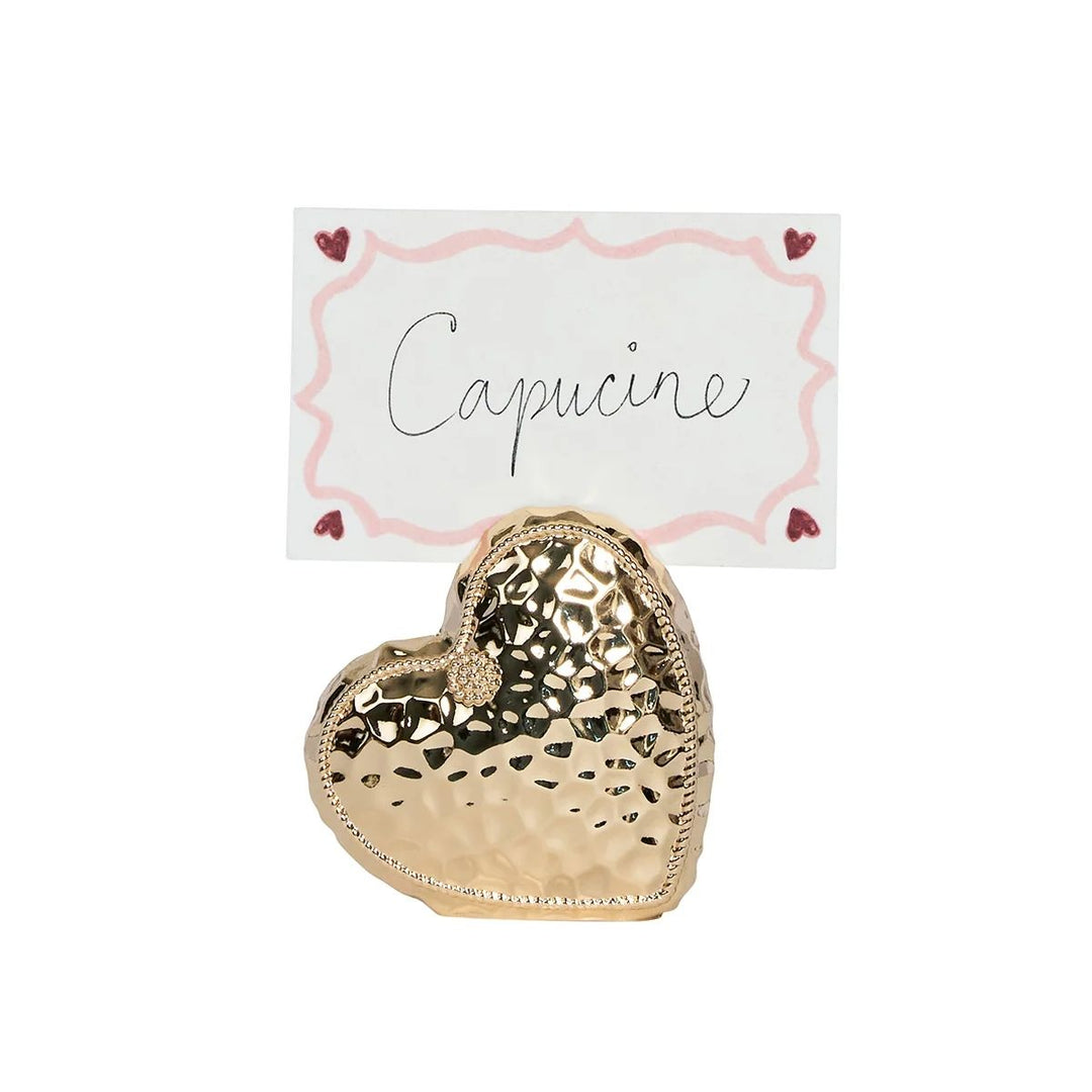 BERRY & THREAD HEART PLACE CARD HOLDER SET/4 - GOLD
