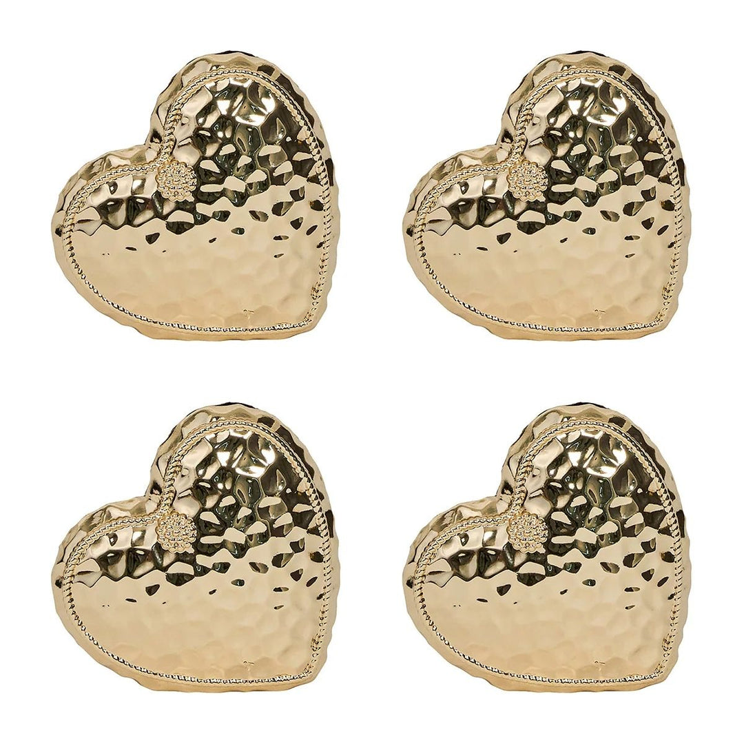 BERRY & THREAD HEART PLACE CARD HOLDER SET/4 - GOLD