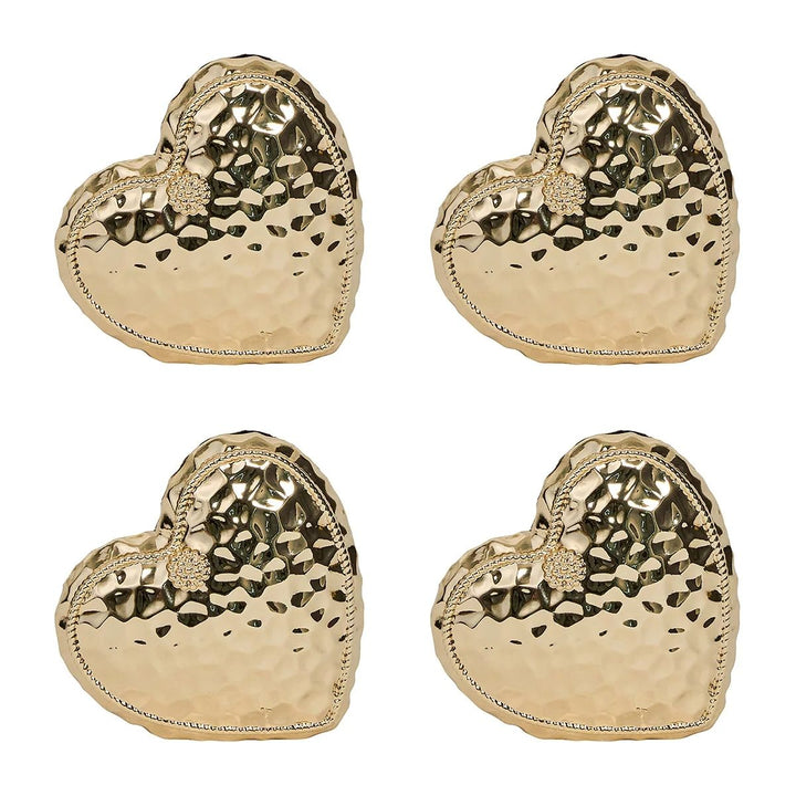 BERRY & THREAD HEART PLACE CARD HOLDER SET/4 - GOLD