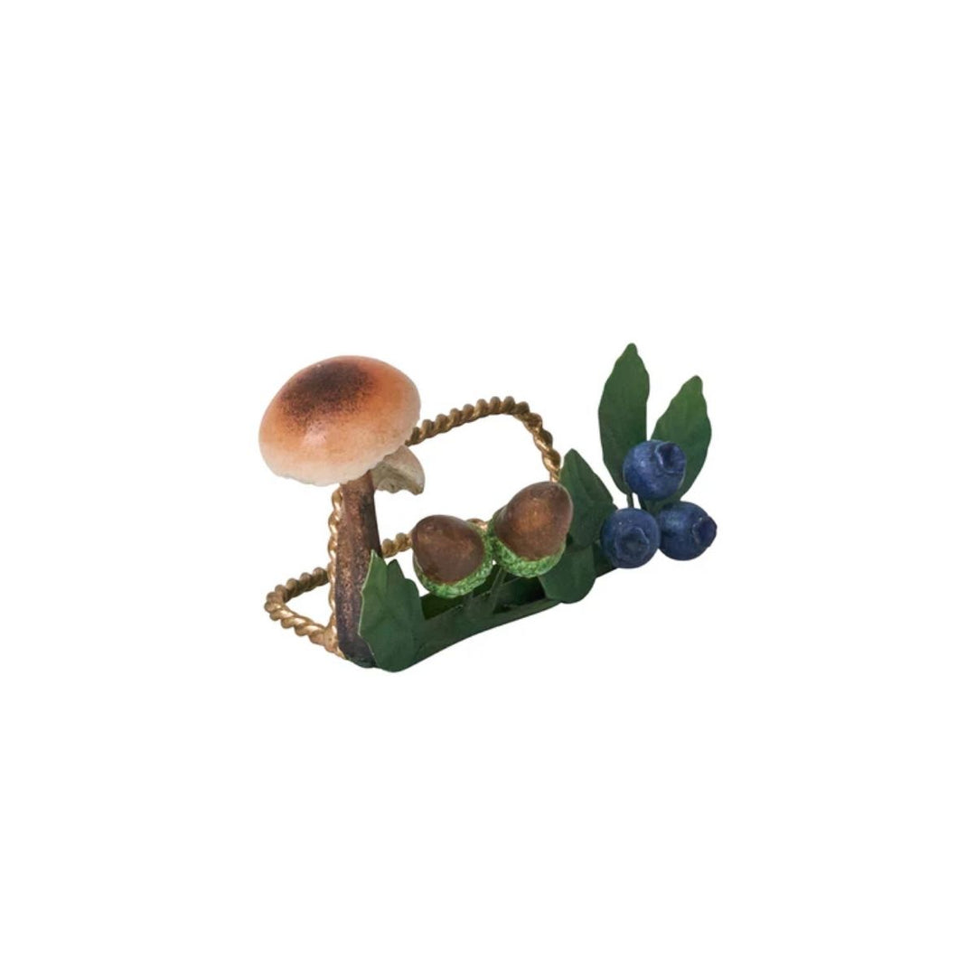 Forest Walk Mushroom & Acorn Place Card Holder Set/4 - Multi