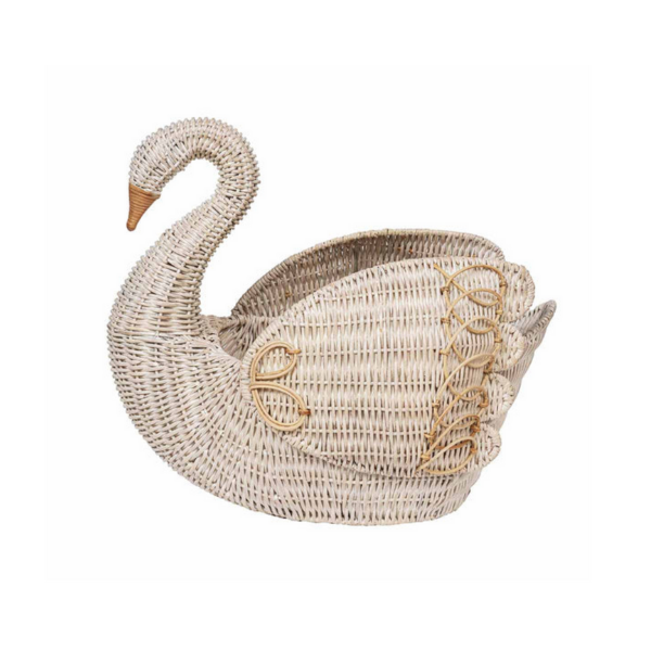 PROVENCE RATTAN MEDIUM SWAN BASKET - WHITEWASH - JULISKA - Compralo en CorinneRegalos.com