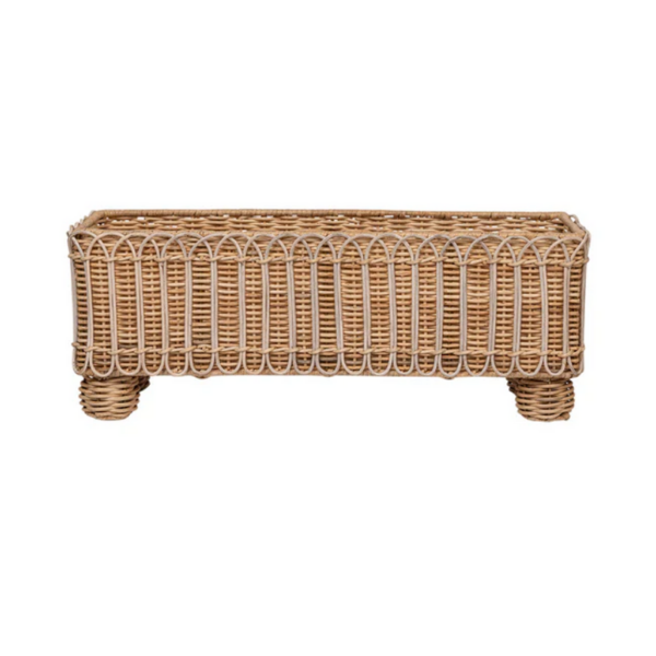 "PROVENCE RATTAN 20"" RECTANGLE PLANTER - WHITEWASH" - JULISKA - Compralo en CorinneRegalos.com