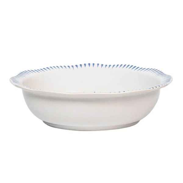 "SITIO STRIPE 12"" SERVING BOWL - DELFT BLUE" - JULISKA - Compralo en CorinneRegalos.com