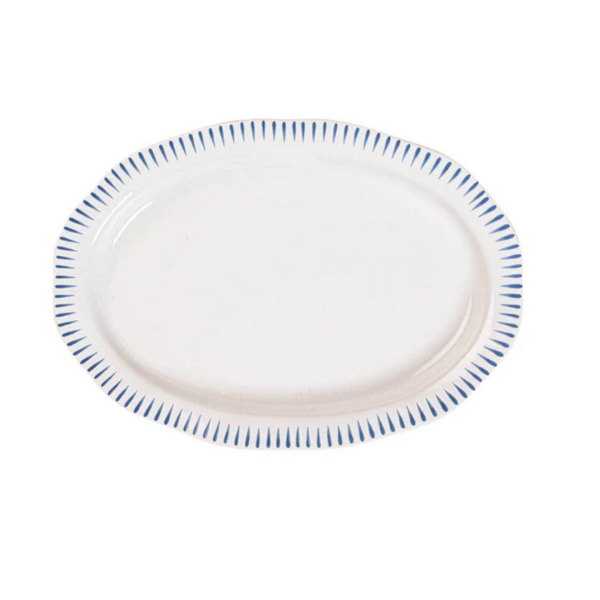 "SITIO STRIPE 17"" SERVING PLATTER - DELFT BLUE" - JULISKA - Compralo en CorinneRegalos.com