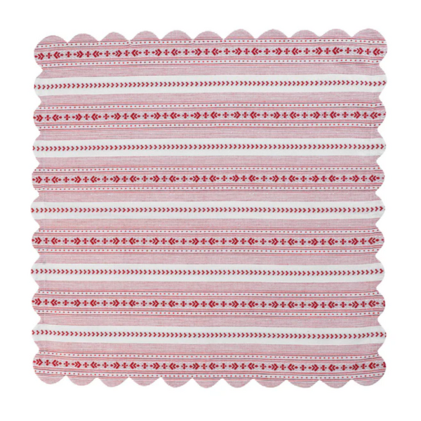 VILLA STRIPE 52  SQUARE TABLECLOTH - RED WHITE