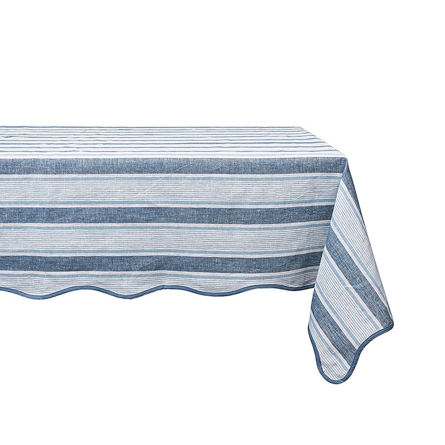 "CABANA STRIPE 60"" X 120"" TABLECLOTH - OCEAN" - JULISKA - Compralo en CorinneRegalos.com