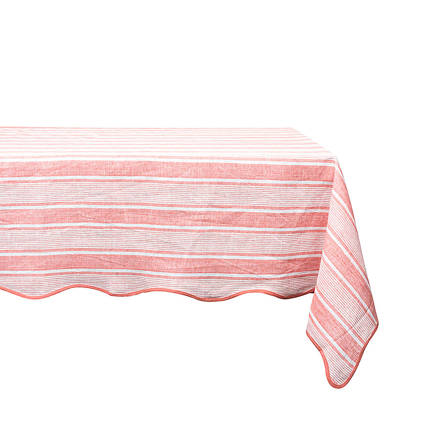 "CABANA STRIPE 60"" X 120"" TABLECLOTH - CORAL" - JULISKA - Compralo en CorinneRegalos.com