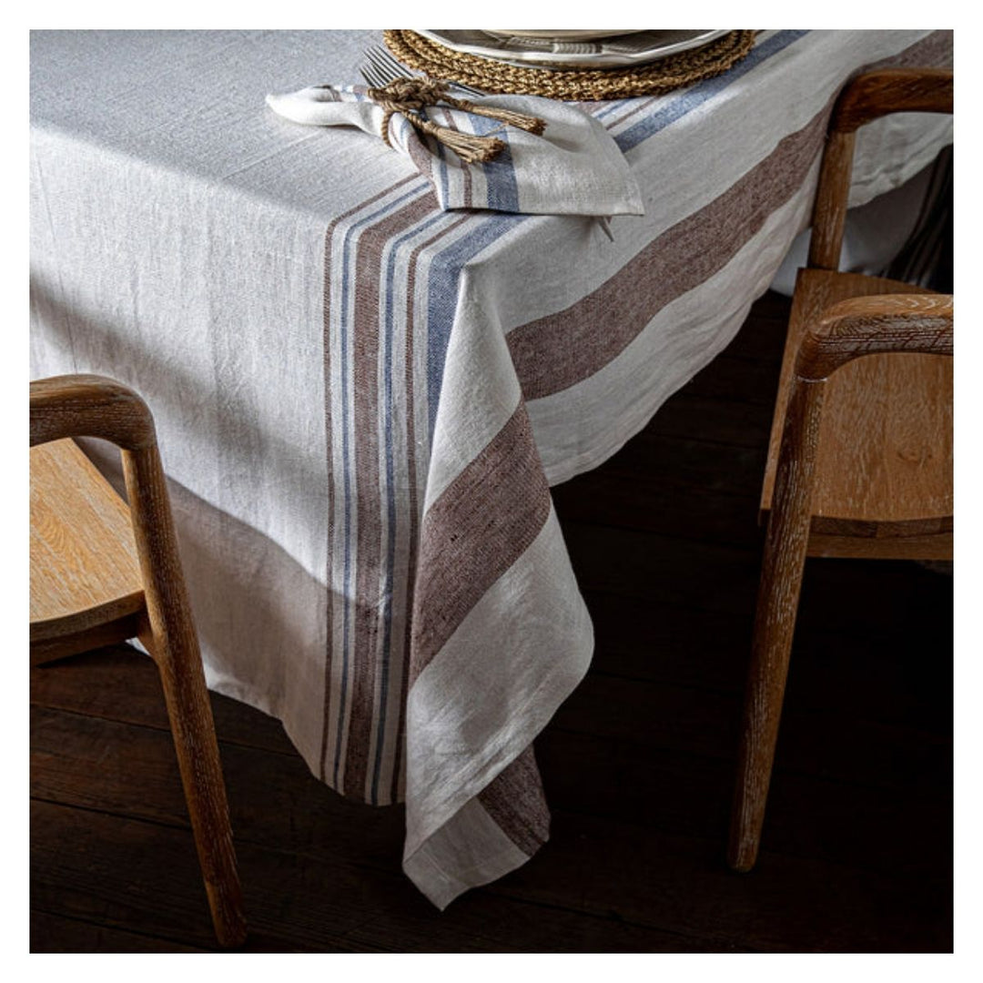 "Danish Stripe 60"" x 120"" Tablecloth - Taupe"
