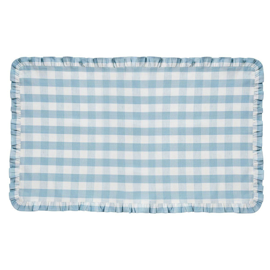 "GINGHAM RUFFLE 60"" X 120"" TABLECLOTH - OCEAN" - JULISKA - Compralo en CorinneRegalos.com