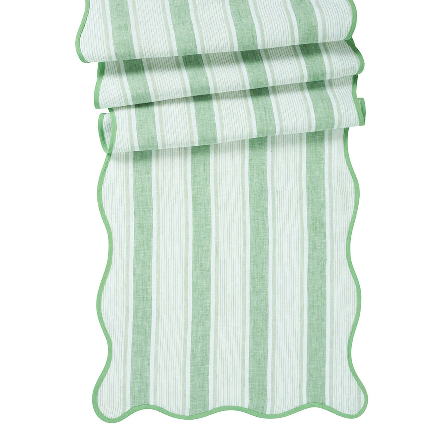 "CABANA STRIPE 18"" X 90"" TABLE RUNNER - SEAGRASS" - JULISKA - Compralo en CorinneRegalos.com