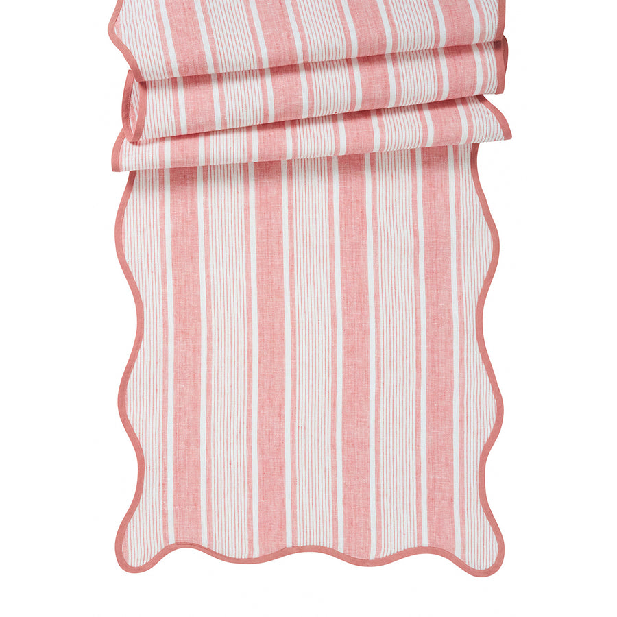 "CABANA STRIPE 18"" X 90"" TABLE RUNNER - CORAL" - JULISKA - Compralo en CorinneRegalos.com