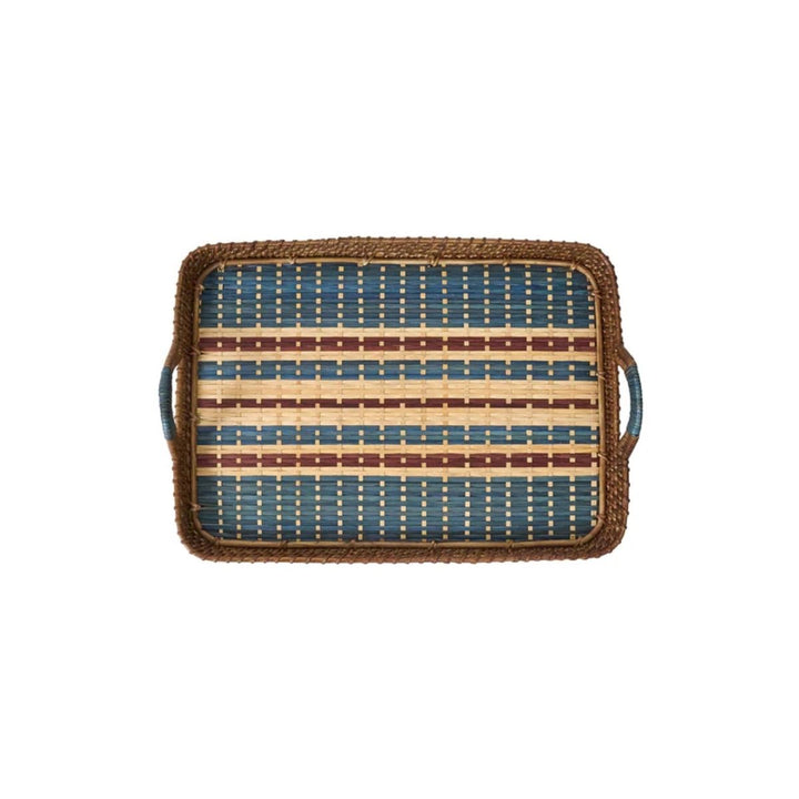 "Danish Stripe 18"" Tray - Navy" - JULISKA - Compralo en CorinneRegalos.com