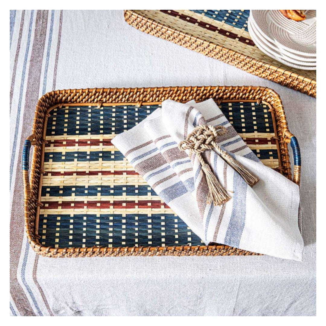 "Danish Stripe 18"" Tray - Navy"