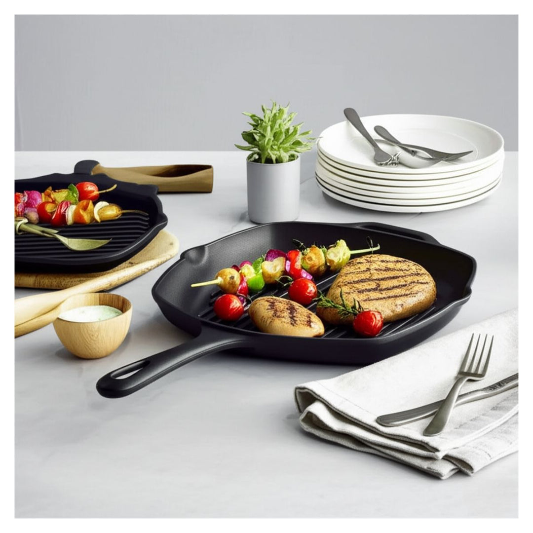 SARTEN RECTANGULAR GRILL ESMALTADA DE 26 X 26 CM