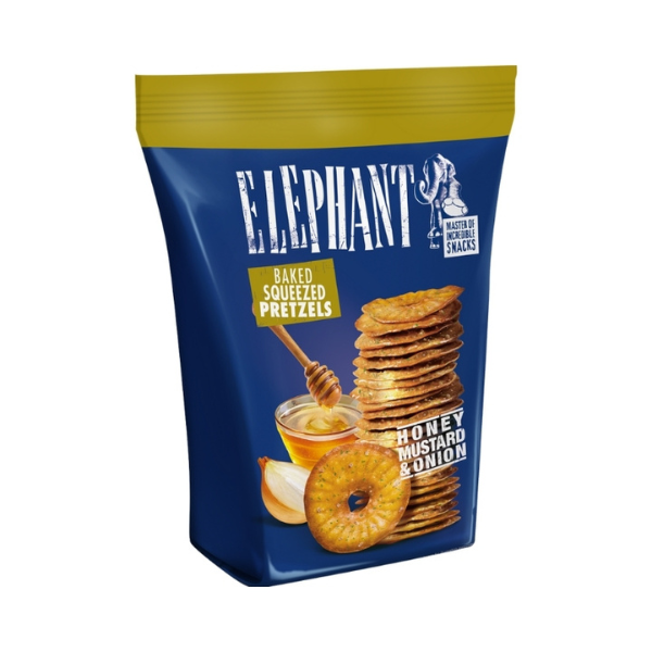 AL ELEPHANT HONEY MUSTARD & ONION  PRETZELS CON MIEL MOSTAZA Y CEBOLLA - Calvbrunnen - Compralo en CorinneRegalos.com