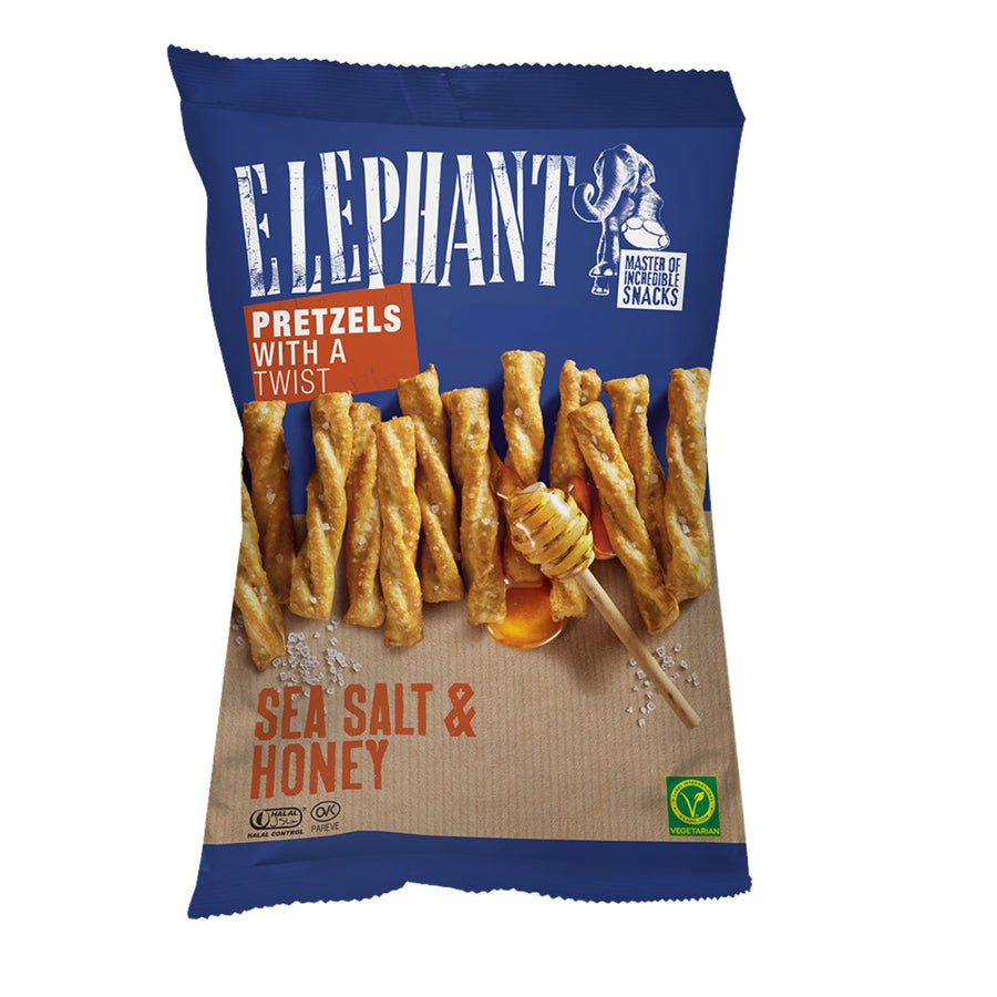 AL ELEPHANT TWISTED PRETZELS SEA SALT & HONEY - PRETZELS CON SAL Y MIEL - Calvbrunnen - Compralo en CorinneRegalos.com