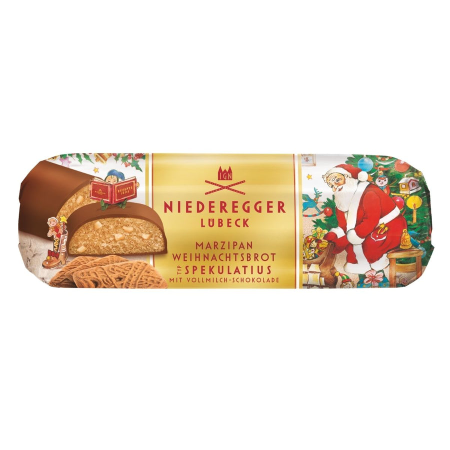 NR 125G WEIHNACHTSBROT SPEKULATIUS - MAZAPÁN CON GALLETA Y ESPECIAS CUBIERTO DE CHOCOLATE CON LECHE - Calvbrunnen - Compralo en CorinneRegalos.com