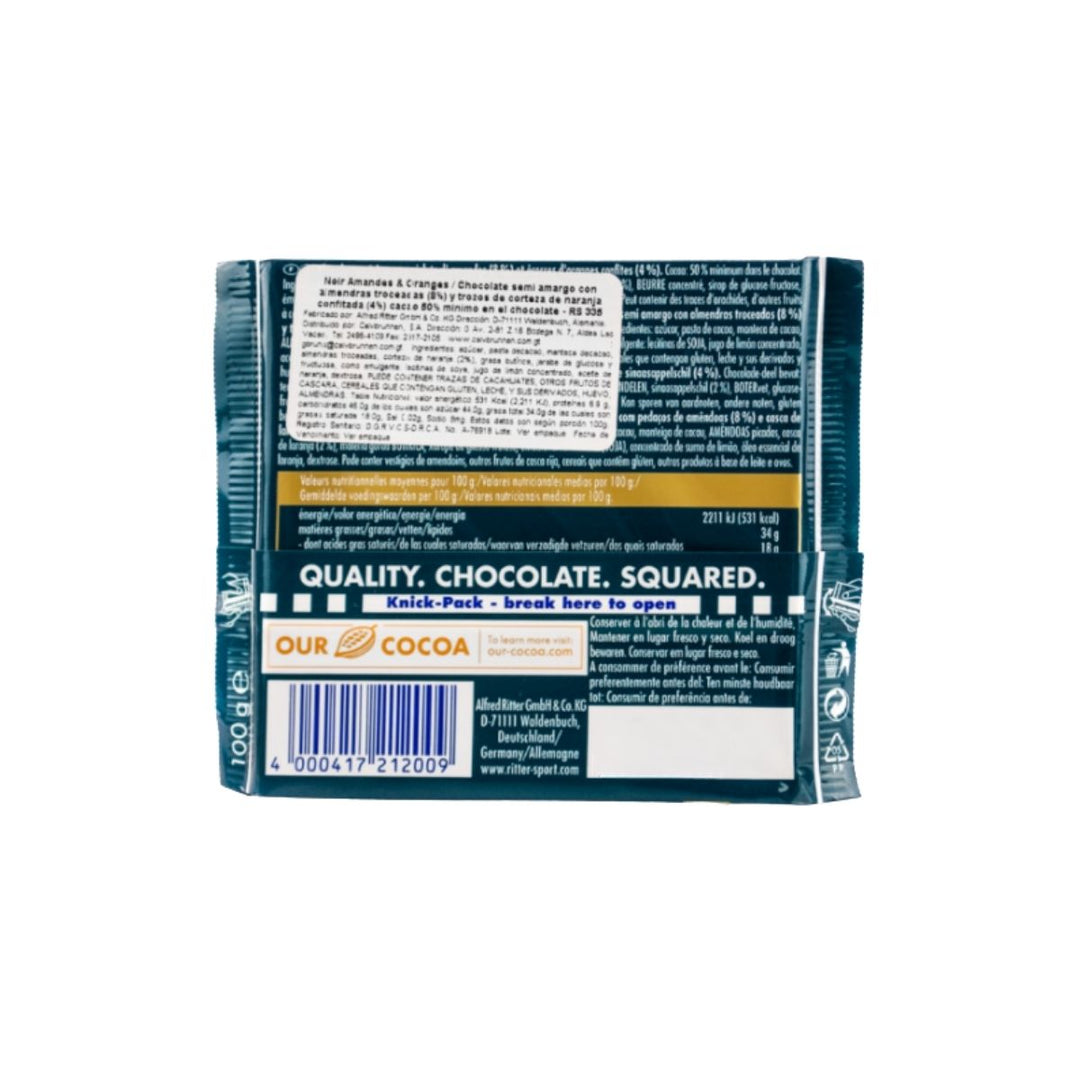 CHOCOLATE OSCURO CON ALMENDRA Y NARANJA 100GR