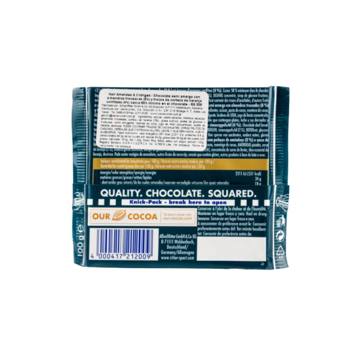 CHOCOLATE OSCURO CON ALMENDRA Y NARANJA 100GR