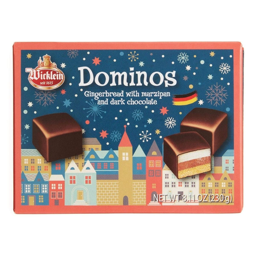 WK 230G DOMINOSTEINE - GALLETA DE ESPECIAS CON CREMA Y JALEA BAÑADAS EN CHOCOLATE OSCURO - Calvbrunnen - Compralo en CorinneRegalos.com