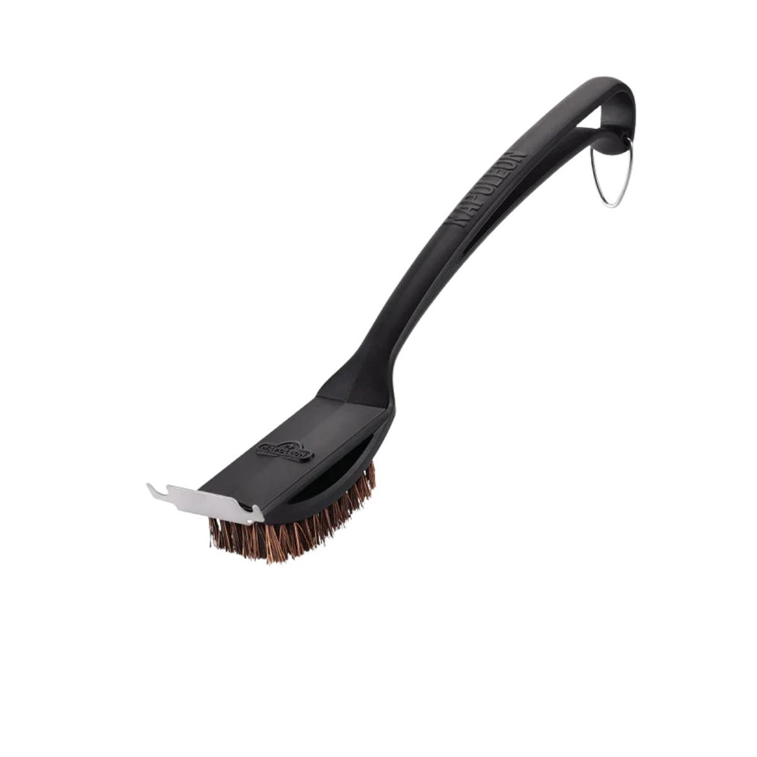 NATURAL FIBER GRILL BRUSH WITH GRID SCRAPER