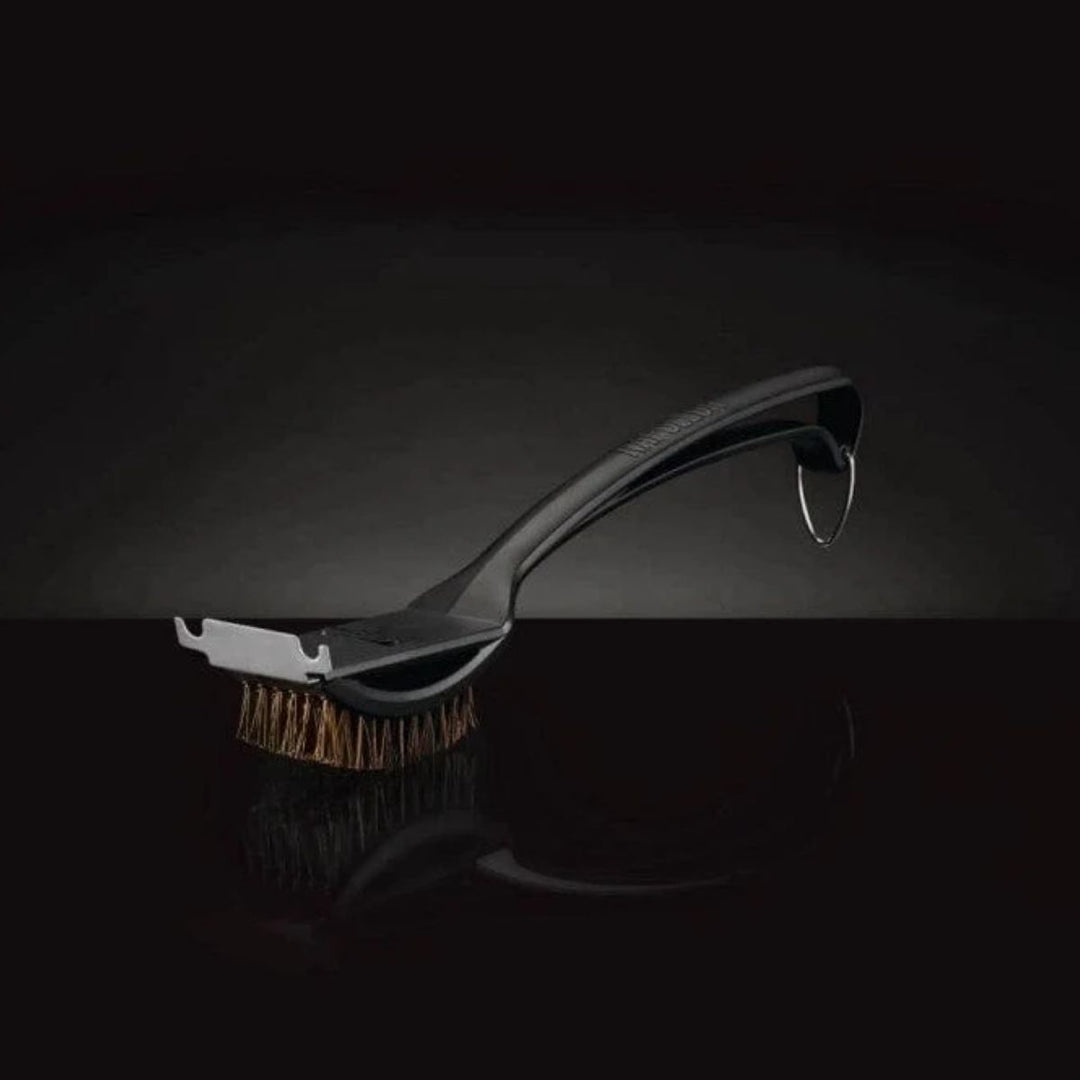 NATURAL FIBER GRILL BRUSH WITH GRID SCRAPER