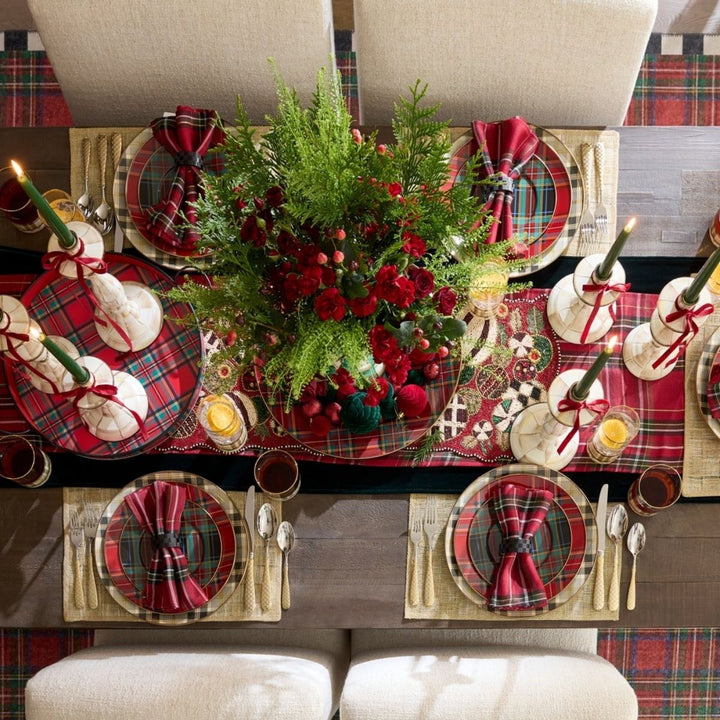 JOLLY ORNAMENTS BEADED TABLE RUNNER