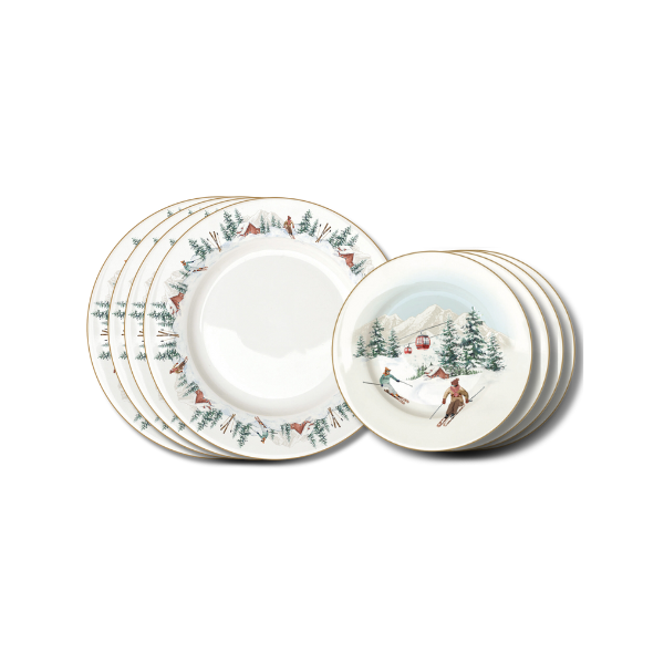 SET 4 PUESTOS (4 DESSERT PLATES + 4 DINNER PLATES) - CHALET - POZZI MILANO - Compralo en CorinneRegalos.com