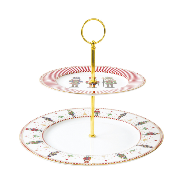 PORCELAIN 2-TIER CAKE PLATE Ø 19 27 CM IN COLOR BOX - POZZI MILANO - Compralo en CorinneRegalos.com