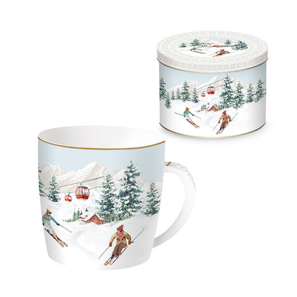 PORCELAIN MUG 350 ML IN TIN BOX CHALET - POZZI MILANO - Compralo en CorinneRegalos.com