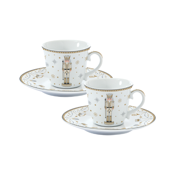 SET 2 PORCELAIN COFFEE CUPS & SAUCERS  80 ML IN COLOR BOX ROYAL - POZZI MILANO - Compralo en CorinneRegalos.com