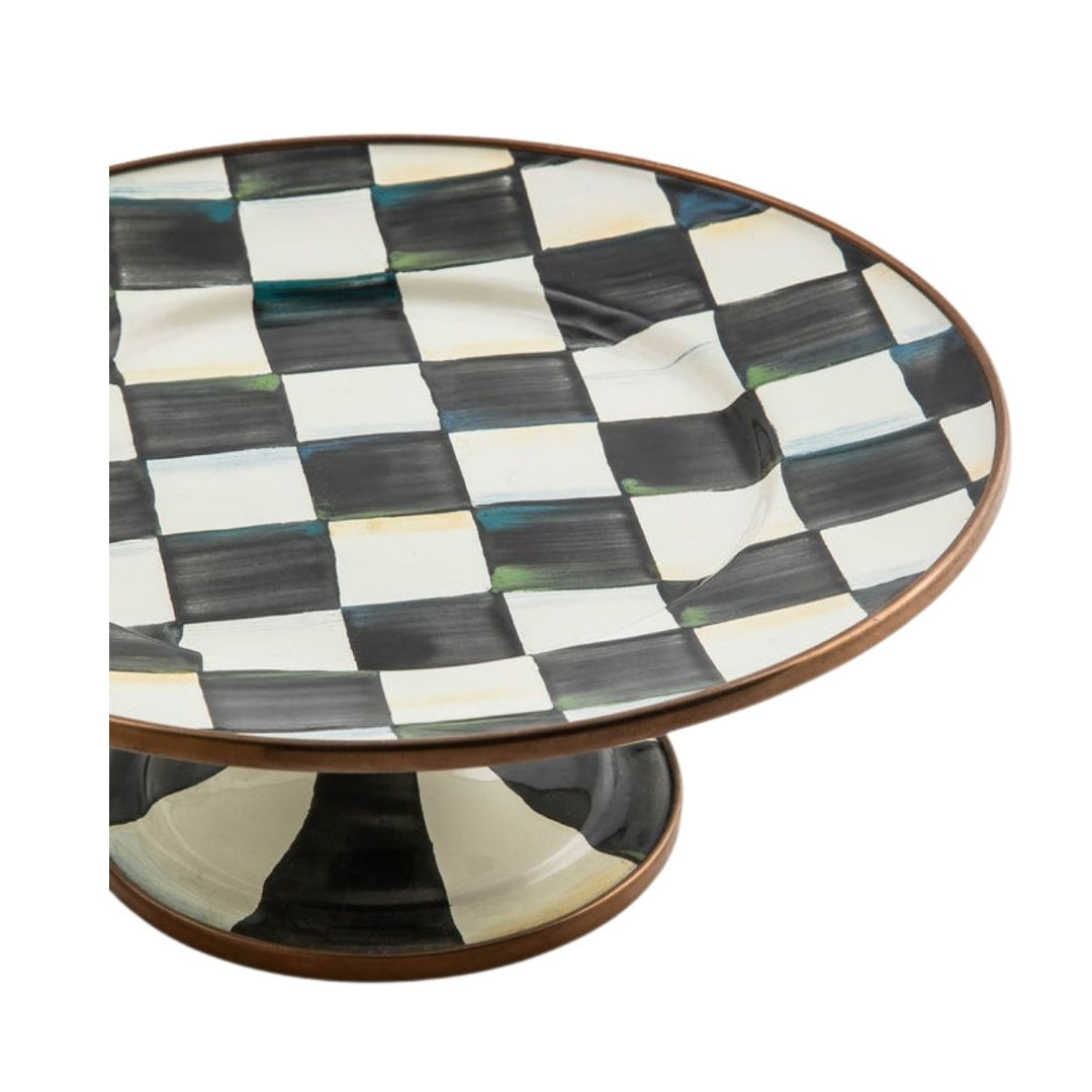 COURTLY CHECK ENAMEL PEDESTAL PLATTER - MINI