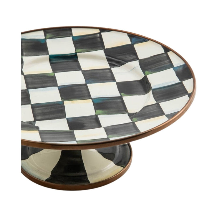 COURTLY CHECK ENAMEL PEDESTAL PLATTER - MINI